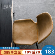 Nordic dining table chair leather simple household desk stool backrest Wrought iron makeup chair Modern restaurant light luxury dining chair