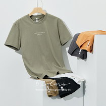 Hanska Solid Color Short Sleeve T-Shirt Mens 2022 Summer New Trend Letter Print Crewneck Casual T-shirt Top