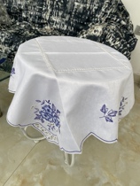 Blue and white tablecloth embroidered tablecloth universal scarf new Chinese style 85 square