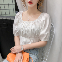 Clearance clearance clearance temperament waist short white shirt