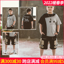 Fat children's summer wear plus fat increase suit loose foreign style 2021 new boys and children size short sleeve two-piece set