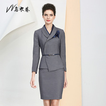 European and American autumn and winter gray professional dress temperament goddess Fan business ol skirt fashion administrative overalls womens clothing