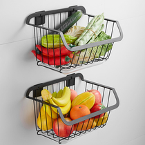 Black kitchen basket storage rack wall-mounted multi-layer storage rack for fruit and vegetable storage basket multifunctional household