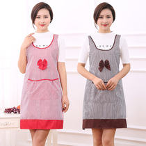 Lace bow waistcoat apron Horse clip type polyester cotton kitchen stripe Korean version strap type work clothes Housework clothes