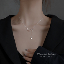 925 Pure Silver Stars Moon Necklace Woman Summer 2021 New Light Lavish Small Crowddesign Sens Lock Bone Chain Neck Chain