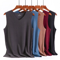  Mens velvet seamless warm vest Mens self-heating underwear Autumn and winter plus velvet thickened bottoming waistcoat spring and autumn zs