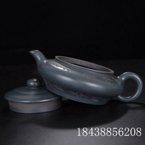 Yixing retro handmade purple clay pot Benshan green mud water flat pot purple clay pot gift small capacity kung fu bubble teapot