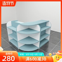 Mother and baby store cash register counter supermarket counter pharmacy corner convenience store front desk rack combination wooden simple bar table