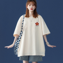 Big code short sleeve T-shirt female oversize loose 2022 new fat mm design feeling small crowd 50% sleeve compassionate