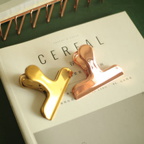 An extraordinary clip Nordic brass color gold stainless steel flat hole clip coffee clip milk powder clip stationery