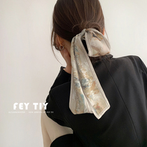 Angels City Oil Painting Sensation Little Silk Scarves 100 lap long strip choreography Zama tail hair band floating with thin narrow scarlet spring autumn