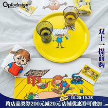 Nordic Swedish imported optodesign long socks pippi pippi tray dinner plate waterproof mat coasters women