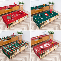 Christmas tablecloth breath party decoration waterproof thickened cotton and linen retro living room tea table cloth dust cover fabric
