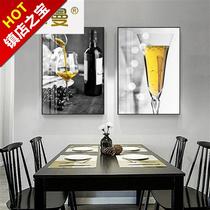 Industrial style restaurant decoration painting Hotel entrance hanging painting black and white Creative u bar mural personality art glass wall