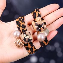 Net red hair rope BAO WEN Hairband Korean headdress bracelet dual use simple hair tie leather band leather sleeve smiley head accessories