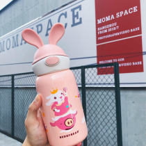 Cup with Bear Rabbit Cup limited edition Rabbit flying Childrens insulated cup Bear Swim Portable Kindergarten Straw Kettle Cup