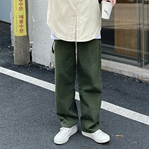 Day Ensemble Retro Les Handsome T Jun Green Straight Drum Pants Men And Women Boomer Street Yuppie Street Yuppies Loose Tooling Casual Spring Season