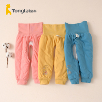 Child Tai autumn winter 3-18 months baby male and female baby home comfort warm and belted cotton open stall high waist pants