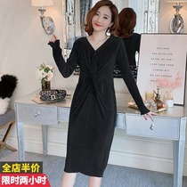  Net red maternity clothes spring autumn and autumn 2021 autumn foreign style fashion out breastfeeding medium and long French dress