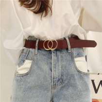 Net red belt ladies fashion pure cowhide black belt casual Joker Korean decoration simple jeans belt