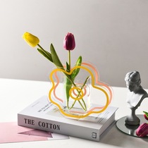 Nordic ins acrylic vase cute flower color living room dry vase geometric art ornaments flower Flower Flower