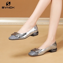 Coarse heel single shoes womens flat heel shoes shallow shoes British square head small leather shoes color new womens shoes WL0814