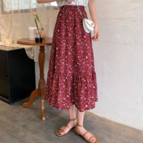 Broken Flowers Half Body Dress Woman 2022 Summer New High Waist 100 Pleat A Character Dress Medium Dress With Slim Snowspun Long Skirt