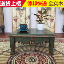 Mediterranean Kang a few retro tatami and room table Pastoral painted small coffee table American country window table 0278