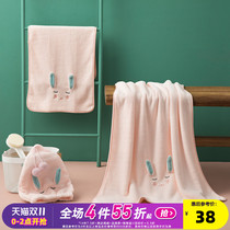 3 sets of Tang Lions couple towel bath towel shower cap can be worn female cartoon home coral velvet water quick drying