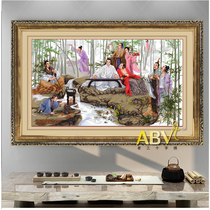 ABV Old three cross-stitch cotton thread embroidery precision printing large ancient figures ancient wind bamboo forest Seven Sages