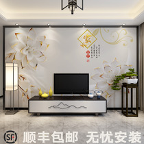 5D new Chinese living room sofa custom TV background wall wallpaper home rich craft film and television Wall wallpaper mural