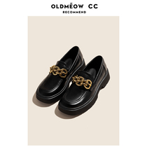 Old meows shop genuine leather Inn Wind retro small leather shoes womens autumn 2022 new 100 lap thick bottom single shoes Lefoes shoes