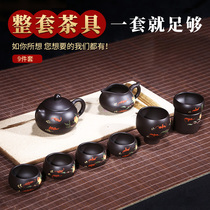 Purple clay pot pure handmade Yixing kung fu tea tea teapot purple sand set Yixing bat Shou peach Xi Shi Shi pot