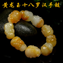Natural real products Yunnan Huanglong jade 8 Rohan jade bracelet mens jade bracelet with double face Rohan head jade jade jade