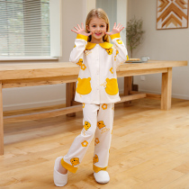 Childrens pajamas spring and autumn cotton girls home clothes set female childrens thin little girls