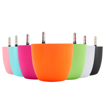 Melogo round environmental protection resin plastic flower pot balcony potted automatic irrigation water storage lazy color flower pot
