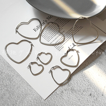 European and American exaggerated big brand net red hiphop hip hop cold wind ring ring earrings love heart shaped ear nail peach heart ear ring female