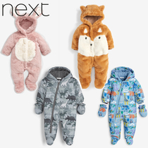 Spot UK Next autumn and winter baby plus velvet warm conjoined cotton padded clothes baby hooded clothes