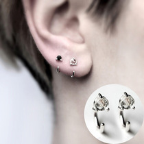 Personality earrings female 925 white ear needle black and female earrings earrings