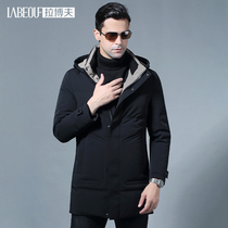Labov down clothes mens warm white duck suede thickened with suede business casual middle-aged Dad autumn and winter jacket man