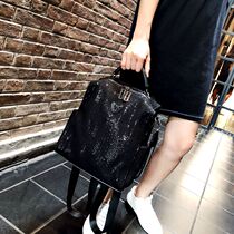 Tide brand shoulder bag womens 2021 New Korean fashion sequins casual womens backpack bag shoulder double-purpose travel bag