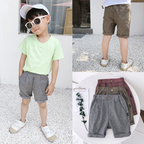 Boy-covered boy plaid shorts Summer 2023 new Korean version of children's trousers pentagram pants