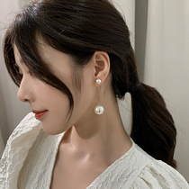 Pearl earrings tassel earrings large 2021 new fashion long stud earrings women drop earrings pendant ear clip no ear holes summer