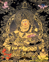 Tibetan Buddhist boutique Nika ROJ Lama mine color 24k black gold hand-painted Foka religion thangka hanging painting yellow Wealth God