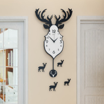 Household atmospheric mute clock wall clock living room creative personality simple fashion Nordic deer head decorative clock pendulum clock
