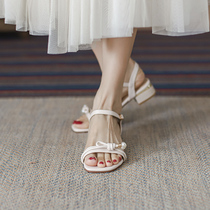 Sandals women 2022 new Summer Fashion ladies net red coarse heel fairy Wind lined with Toes Heels late Shoe