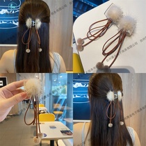 2 tassel hair ball grab clip hairclip small pony tail clip back of the head high tie hair grab half tie hair ornaments tremble