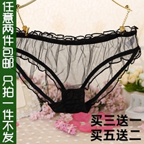 Feminine panties See-through transparent Ultra-thin full transparent temptation Japanese cute girl Low-rise underpants briefs head