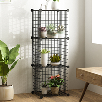 Simple balcony shelf fleshy shelf wrought iron multi-layer floor-standing indoor living room green rose pot frame simple