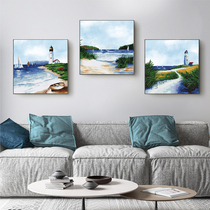 ABV Old Three Cross Embroidered Pure Cotton Precision Printed New Pint Small Scenery Fresh Sea View Beacon Sea Corner 1